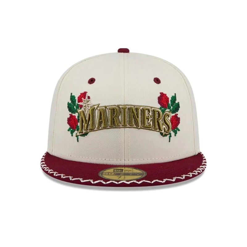 JOCKEY GORRA NEW ERA 59FIFTY MLB SEATTLE MARINERS NOVELTY STITCH WHITE - 2