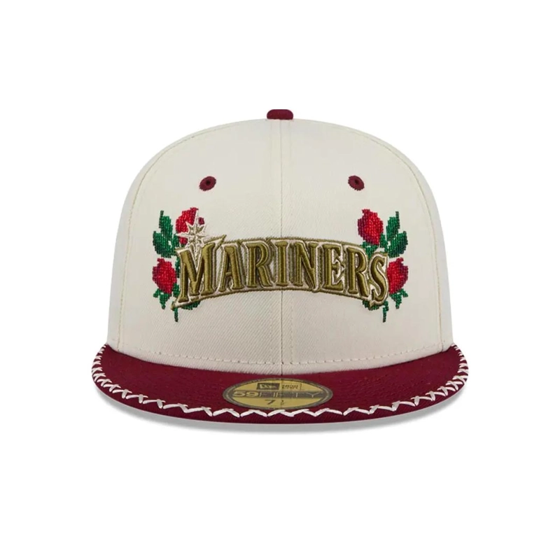 JOCKEY GORRA NEW ERA 59FIFTY MLB SEATTLE MARINERS NOVELTY STITCH WHITE - 2
