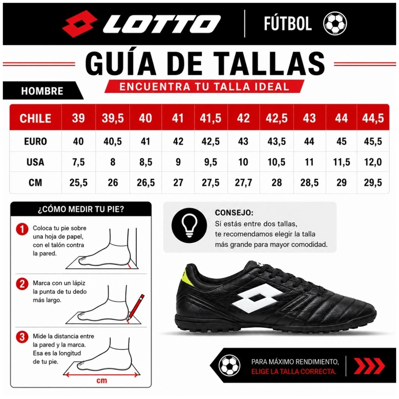 ZAPATILLA FUTBOL HOMBRE LOTTO STADIO AGM 705 NEGRO - 6