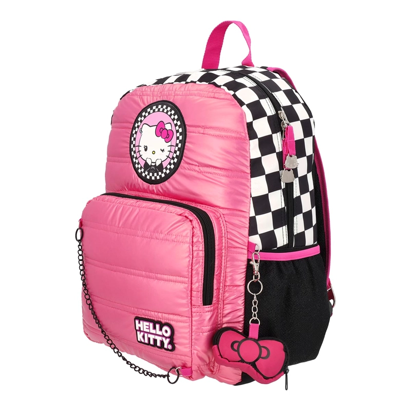 MOCHILA HELLO KITTY JUVENIL WHITE DOTS ROSA 17L - 8