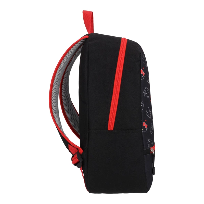 MOCHILA HELLO KITTY JUVENIL NEGRO ROJO 17L - 3