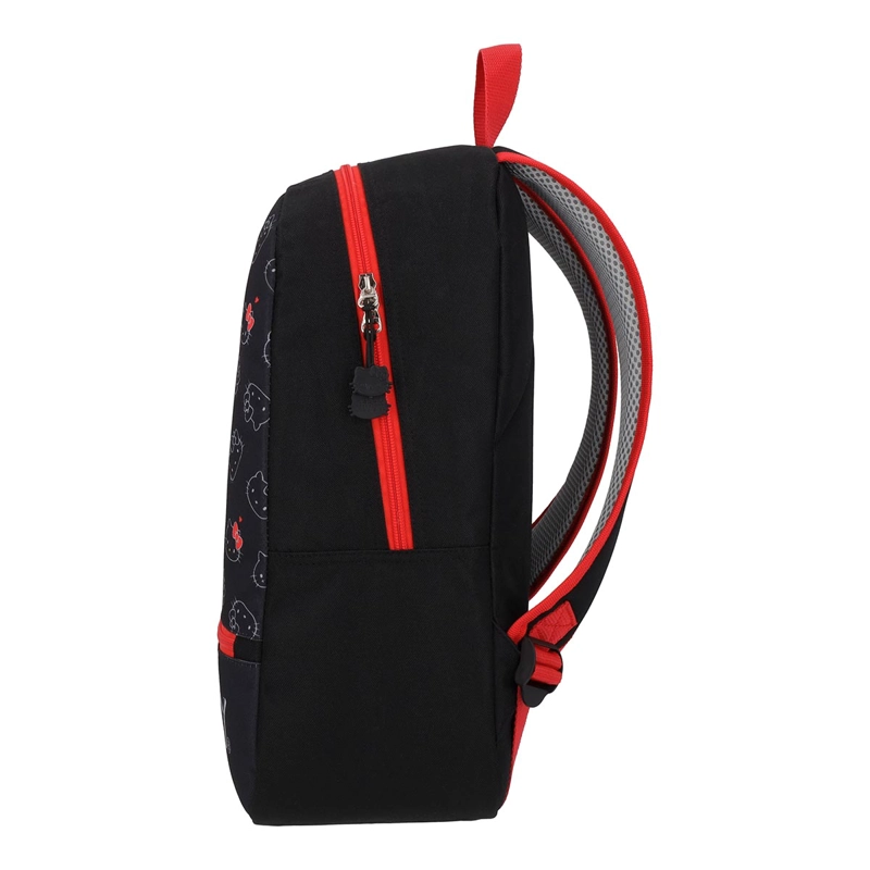 MOCHILA HELLO KITTY JUVENIL NEGRO ROJO 17L - 6