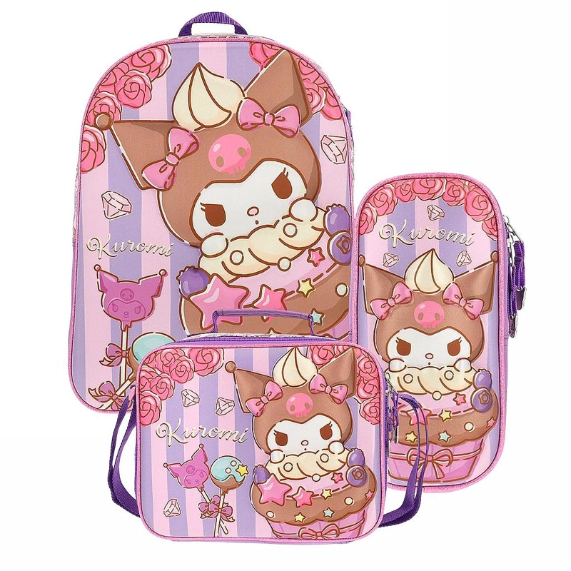 SET MOCHILAS 3 EN 1 KUROMI INFANTIL PINKY 14L - 1