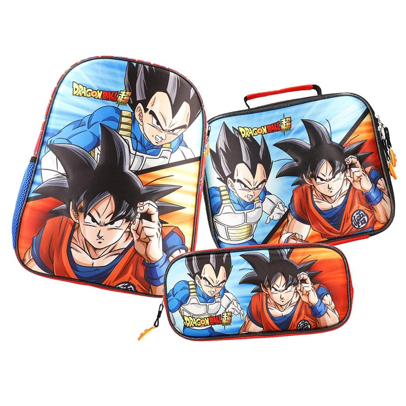 SET MOCHILAS 3 EN 1 DRAGON BALL S INFANTIL AZUL NARANJA 14L - 1