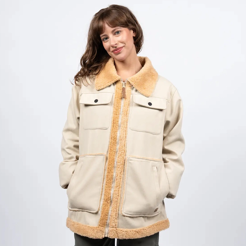 CHAQUETA SHERPA MUJER REEF BUTTONS BEIGE - 1