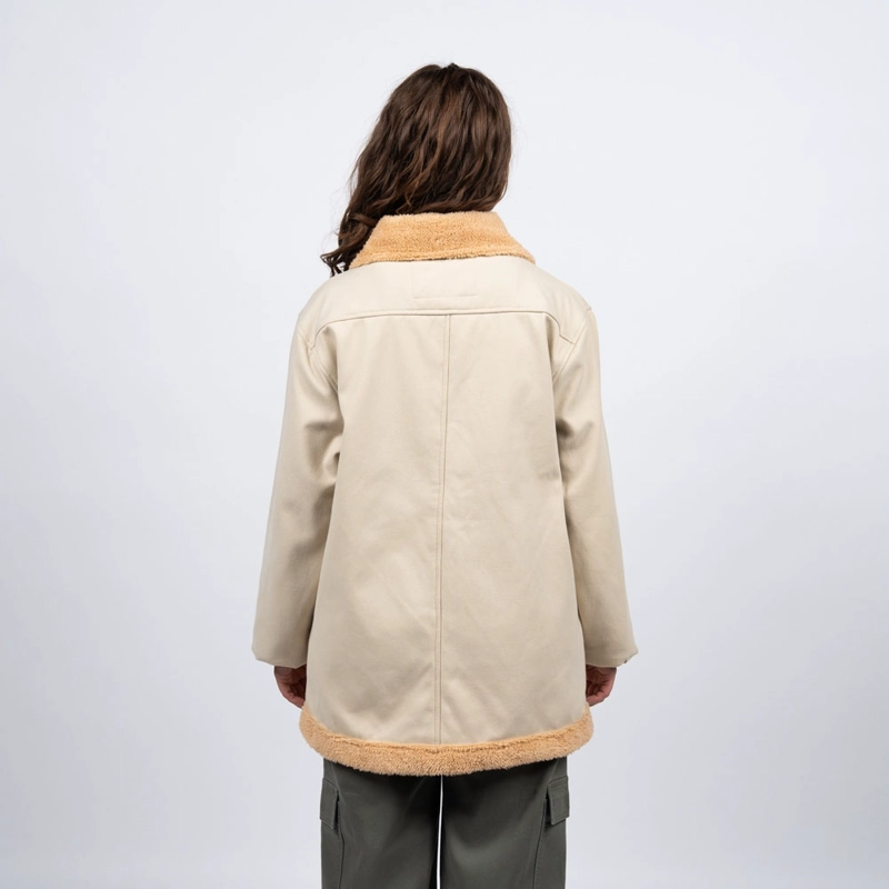 CHAQUETA SHERPA MUJER REEF BUTTONS BEIGE - 4