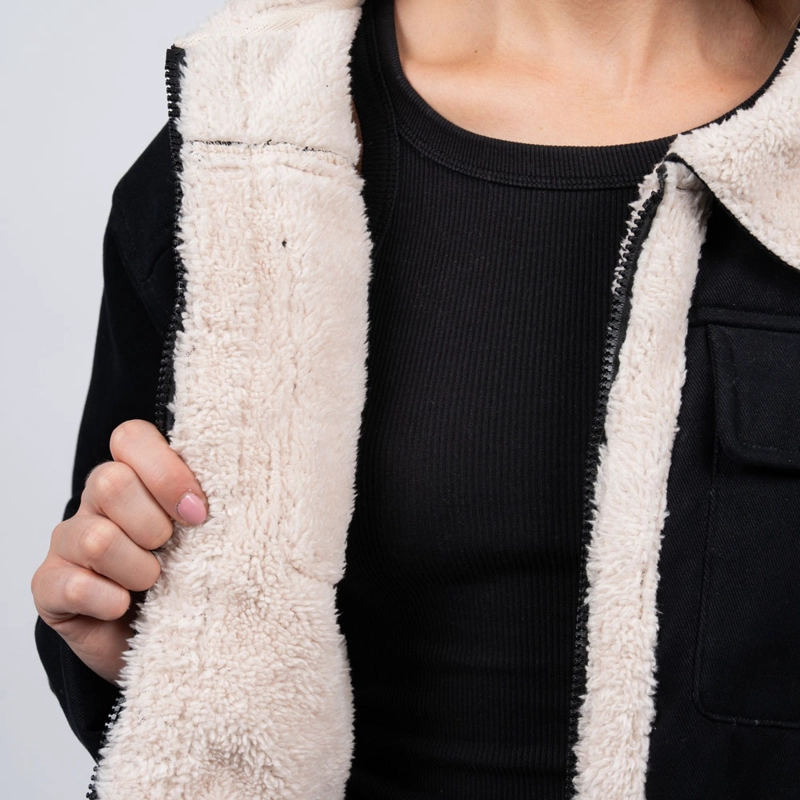 CHAQUETA SHERPA MUJER REEF BUTTONS NEGRO BLANCO - 2