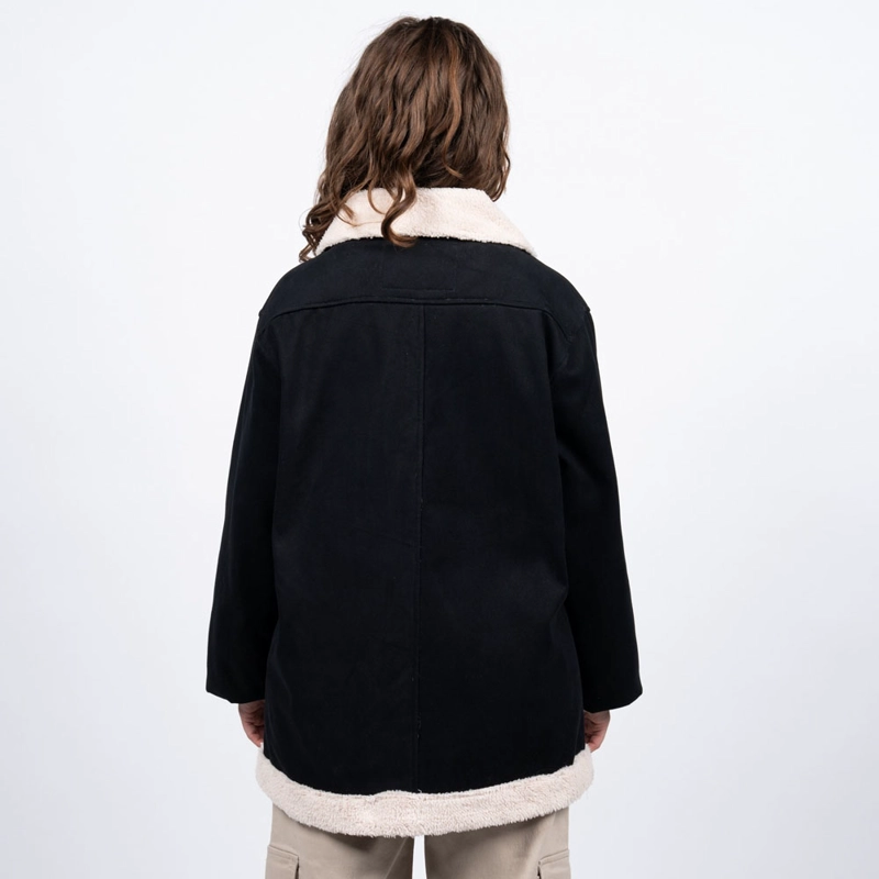 CHAQUETA SHERPA MUJER REEF BUTTONS NEGRO BLANCO - 4