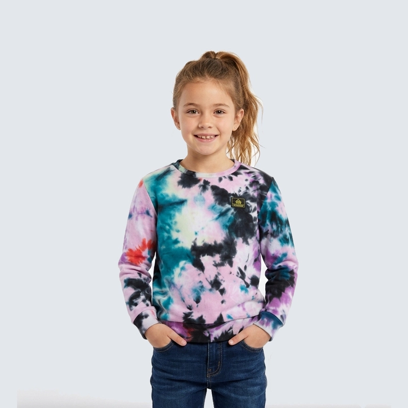 POLERON LIVIANO CREW NIÑA TIE DYE PRINT MORADO - 1