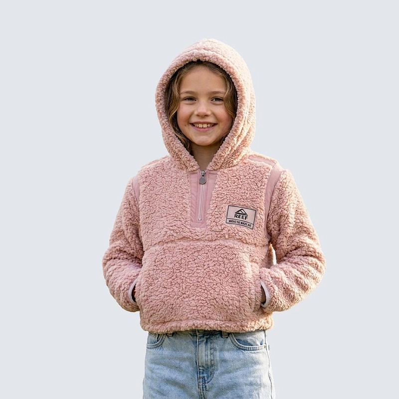 POLERON SHERPA KIDS CROP TOP ROSADO - 1