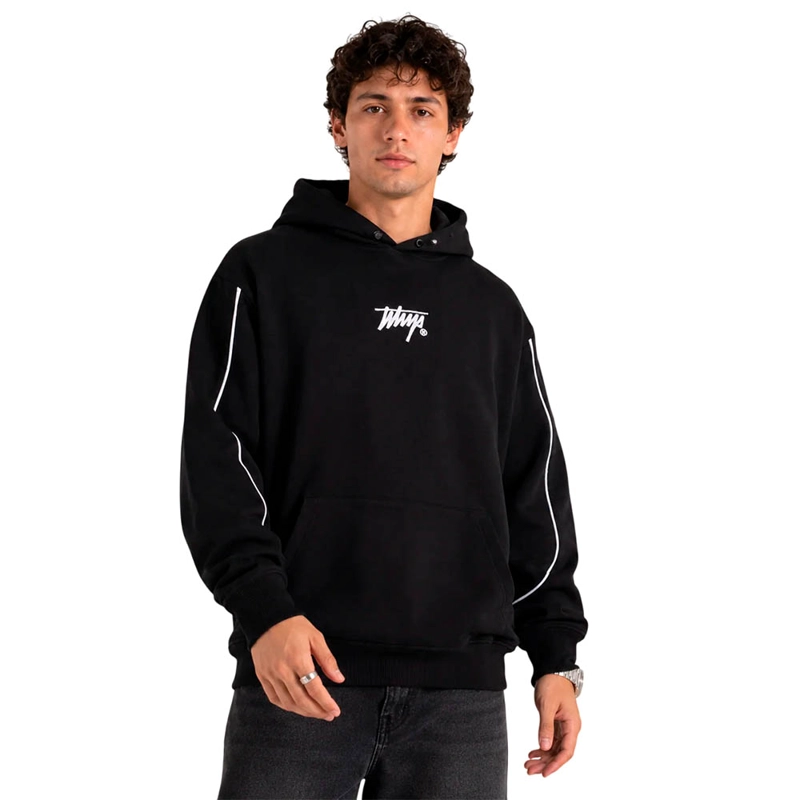 POLERON HOMBRE WHATUP HOODIE BLACK TINY LOGO WHITE - 1