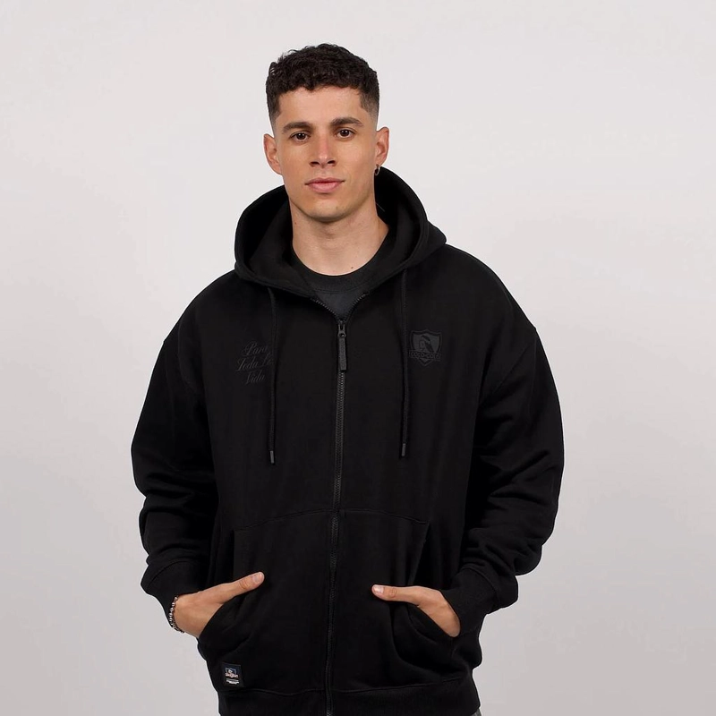 POLERON HOMBRE COLO COLO URBANO FULL ZIPPER NEGRO LOGO GRANDE - 1