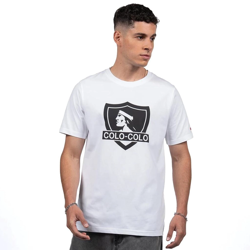 POLERA HOMBRE COLO COLO URBANO BLANCO ESCUDO NEGRO - 1