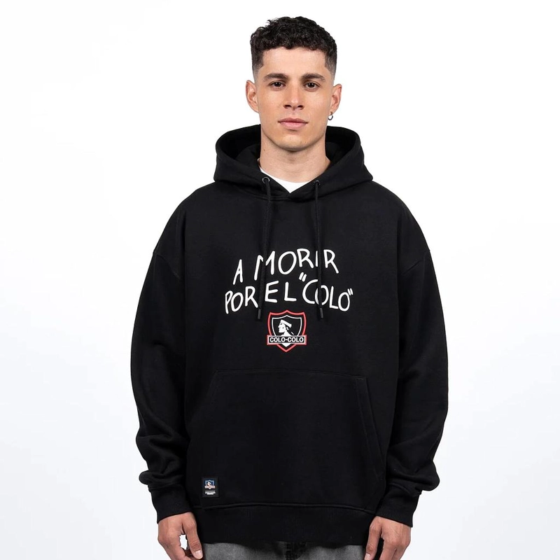 POLERON HOODIE COLO COLO URBANO '...POR EL COLO' NEGRO - 1