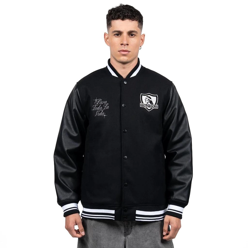 CHAQUETA HOMBRE COLO COLO URBANO VARSITY FULL BLACK - 1
