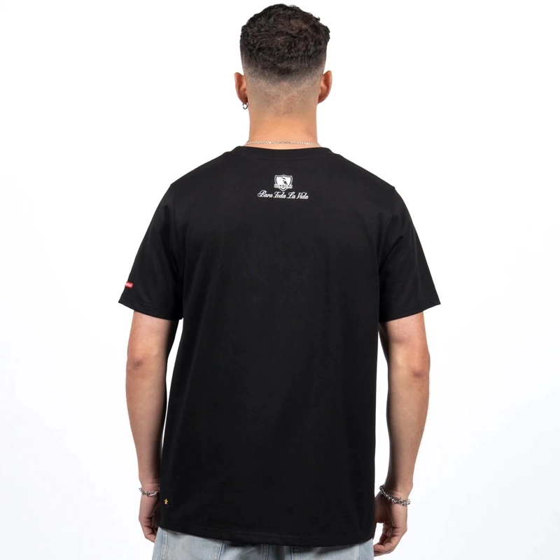 POLERA HOMBRE COLO COLO URBANO NEGRO ESCUDO BLANCO - 2