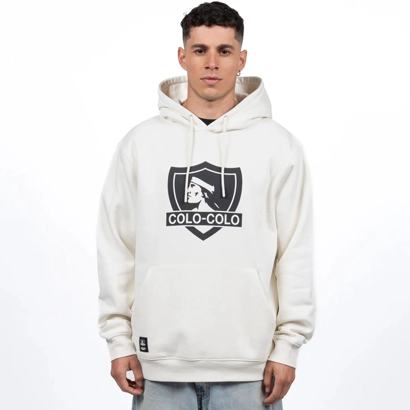 POLERON HOMBRE COLO COLO URBANO HOODIE ESCUDO BEIGE - 1