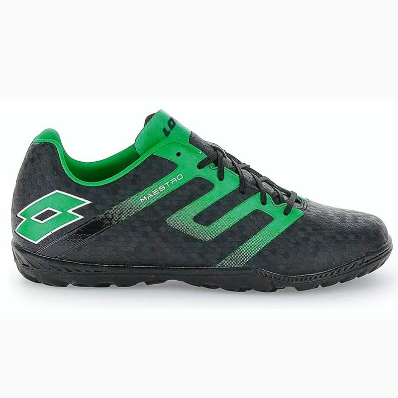 ZAPATO BABY FUTBOL HOMBRE LOTTO MAESTRO 700 V TF NEGRO/VERDE - 1