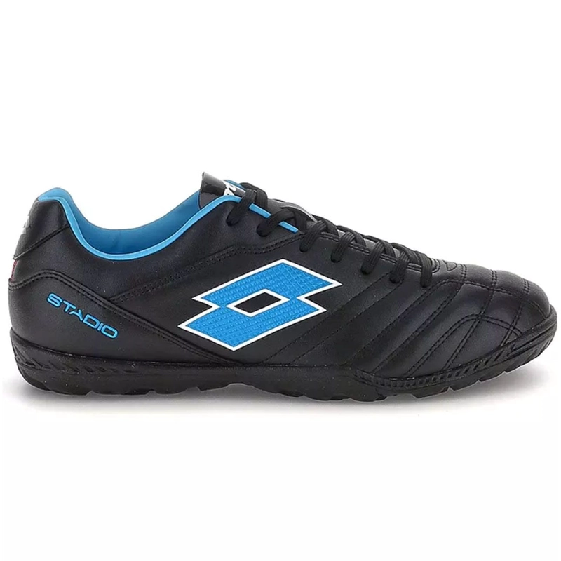 ZAPATO BABY FUTBOL NIÑO LOTTO STADIO 705 TF JR NEGRO/CELESTE - 1