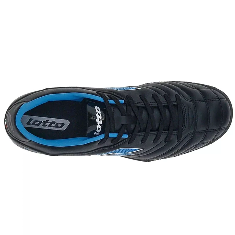 ZAPATO BABY FUTBOL NIÑO LOTTO STADIO 705 TF JR NEGRO/CELESTE - 4