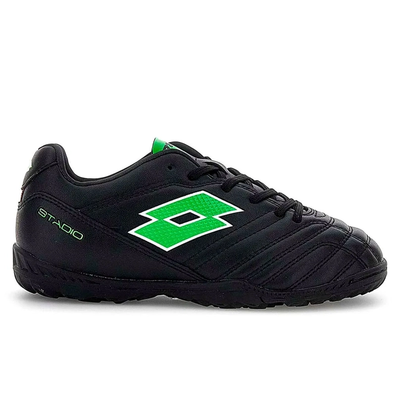 ZAPATILLA BABY FUTBOL NIÑO LOTTO STADIO 705 TF JR NEGRO/VERDE - 1