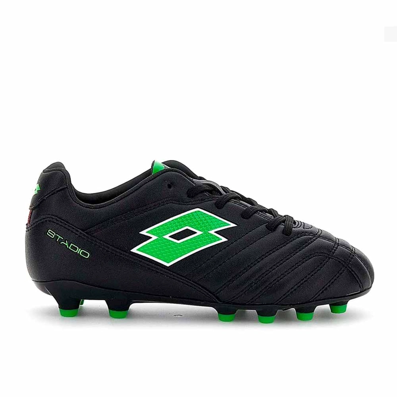 ZAPATO FUTBOL JUVENIL LOTTO STADIO 705 FG JR NEGRO/VERDE - 1
