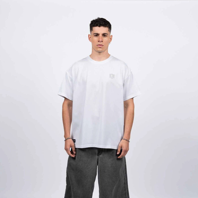 POLERA HOMBRE COLO COLO URBANO BLANCO OVERSIZE ESCUDO PEQUEÑO GRIS - 2
