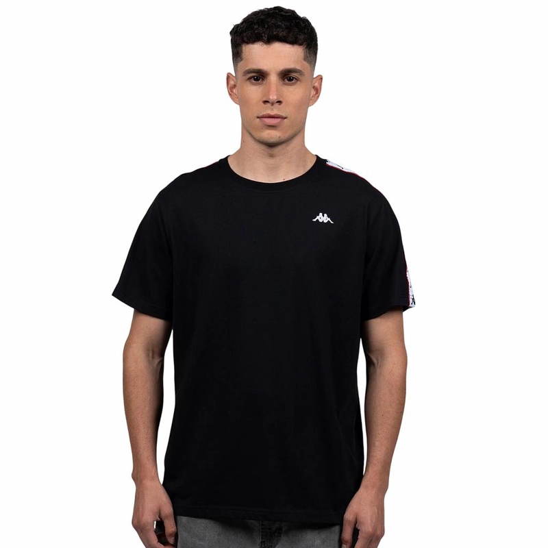 POLERA KAPPA HOMBRE BLACK BANDA WHITE I26 - 1