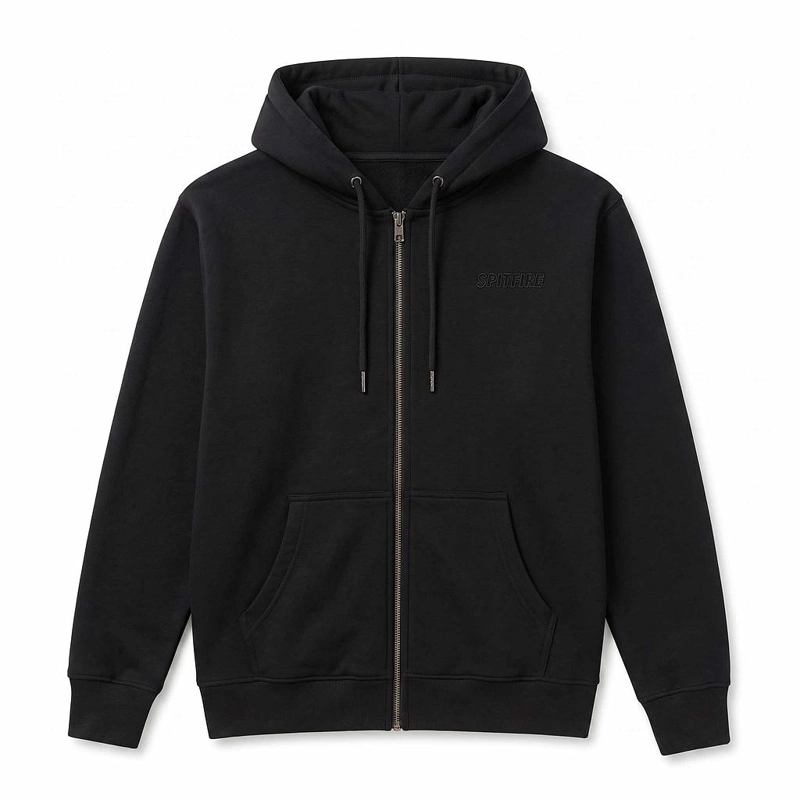 POLERON FULL ZIPPER HOMBRE SPITFIRE GRIP STATE NEGRO - 1