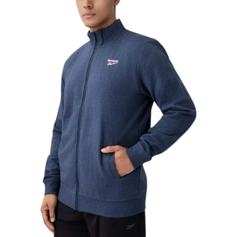 POLERON REEBOK HOMBRE DEPORTIVO AZUL NAVY CIERRE COMPLETO - 1