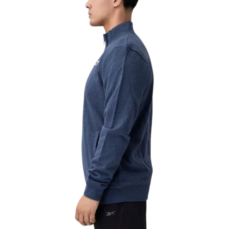 POLERON REEBOK HOMBRE DEPORTIVO AZUL NAVY CIERRE COMPLETO - 2