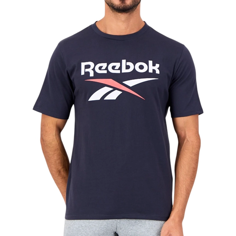POLERA HOMBRE REEBOK DEPORTIVA ALGODON LOGO FRONTAL AZUL NAVY - 1