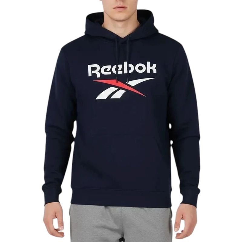 POLERON HOODIE HOMBRE REEBOK AZUL NAVY  LOGO BLANCO - 1