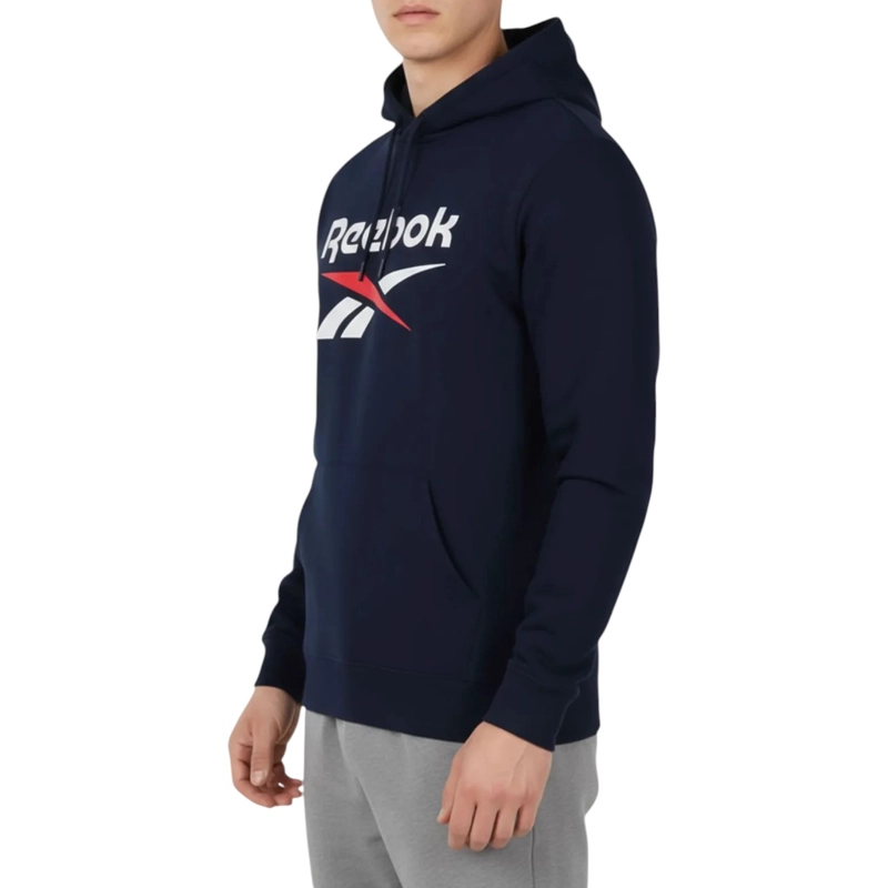 POLERON HOODIE HOMBRE REEBOK AZUL NAVY  LOGO BLANCO - 2