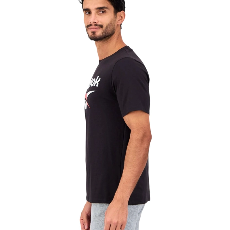 POLERA HOMBRE REEBOK DEPORTIVA ALGODON LOGO FRONTAL NEGRA - 2