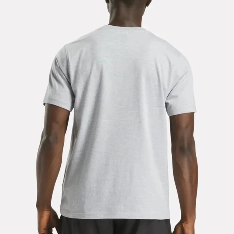 POLERA HOMBRE REEBOK DEPORTIVA ALGODON LOGO FRONTAL GRIS MELANGE - 3