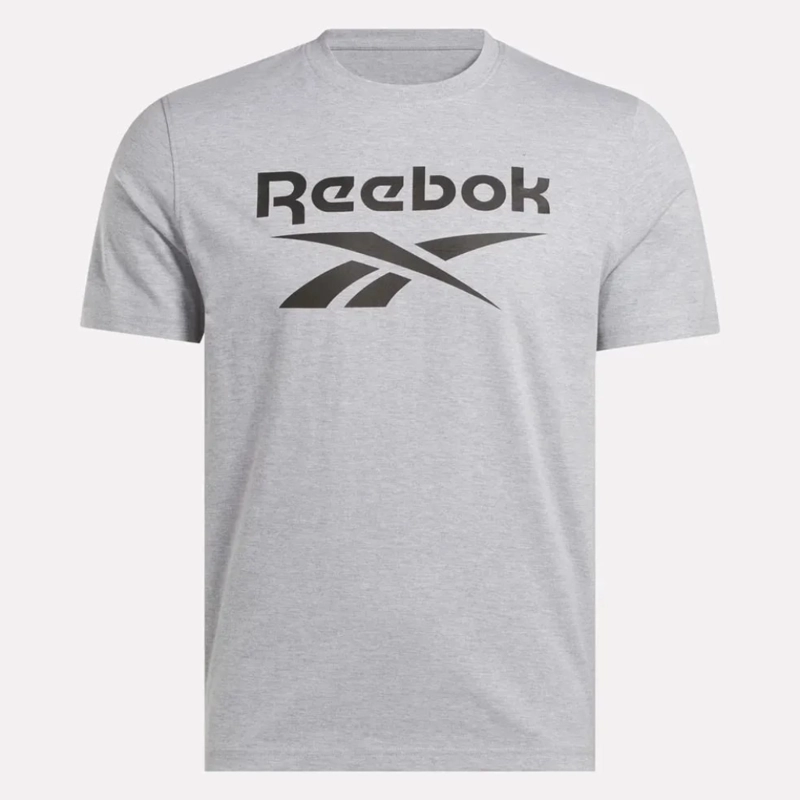 POLERA HOMBRE REEBOK DEPORTIVA ALGODON LOGO FRONTAL GRIS MELANGE - 4