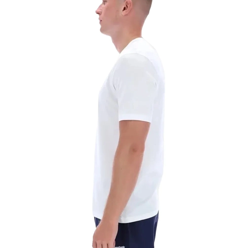 POLERA HOMBRE REEBOK DEPORTIVA ALGODON LOGO FRONTAL BLANCO - 3