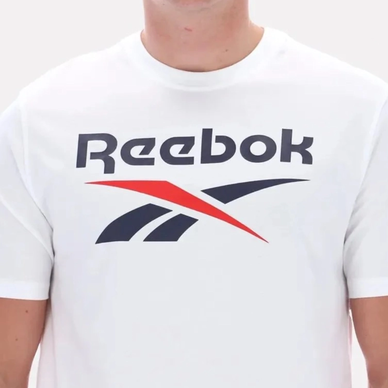 POLERA HOMBRE REEBOK DEPORTIVA ALGODON LOGO FRONTAL BLANCO - 4