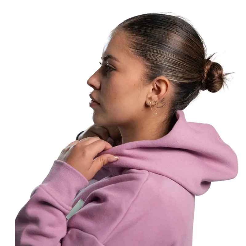 POLERON CORTO HOODIE C/ CAPUCHA MUJER REEBOK CLASSICS BIG LOGO FLEECE GRIS ROSADO - 2