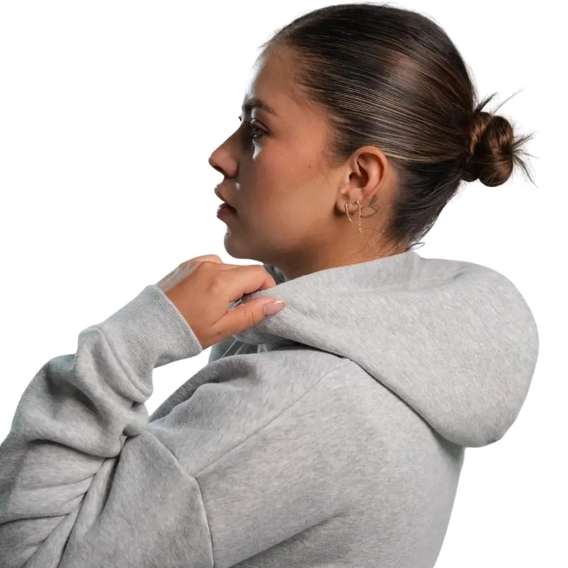 POLERON CORTO HOODIE C/ CAPUCHA MUJER REEBOK CLASSICS BIG LOGO FLEECE GRIS MELANGE - 2