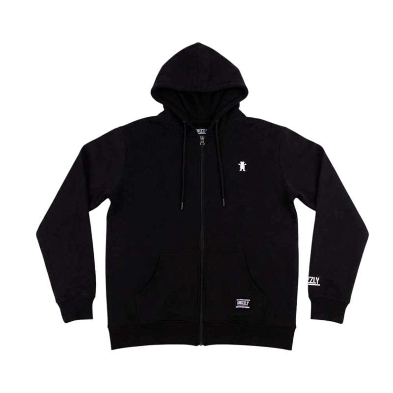 POLERON FULL ZIP HOMBRE GRIZZLY GRIPTAPE EMBROIDERED OG BEAR NEGRO XXL