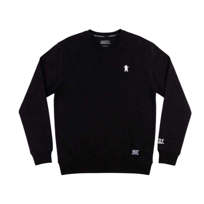 POLERON CREW HOMBRE GRIZZLY GRIPTAPE EMBROIDERED OG BEAR NEGRO - 1