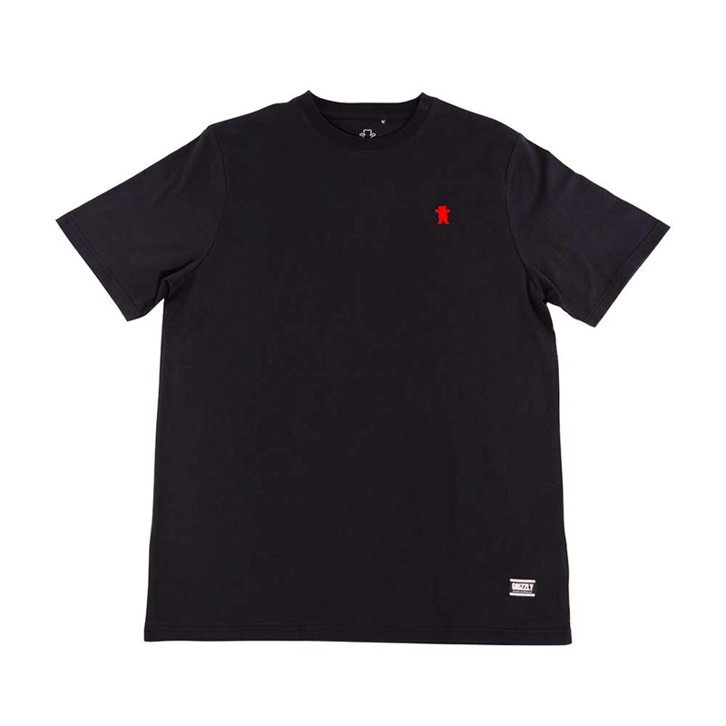 POLERA HOMBRE GRIZZLY GRIPTAPE EMBROIDERED OG BEAR NEGRO ROJO - 1