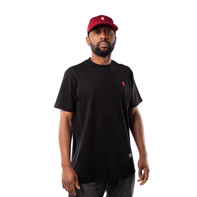 POLERA HOMBRE GRIZZLY GRIPTAPE EMBROIDERED OG BEAR NEGRO ROJO - 2