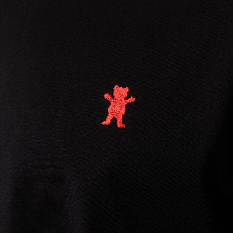 POLERA HOMBRE GRIZZLY GRIPTAPE EMBROIDERED OG BEAR NEGRO ROJO - 5