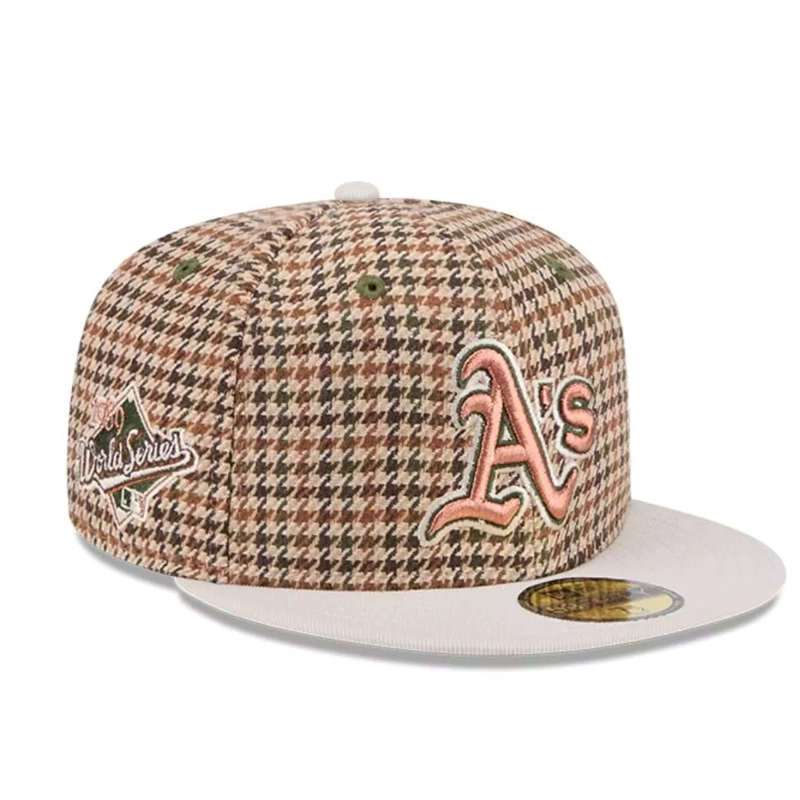 JOCKEY GORRO NEW ERA 59FIFTY OAKLAND ATHLETICS  MLB HOUNDSTOOTH OPEN CAFE - 3
