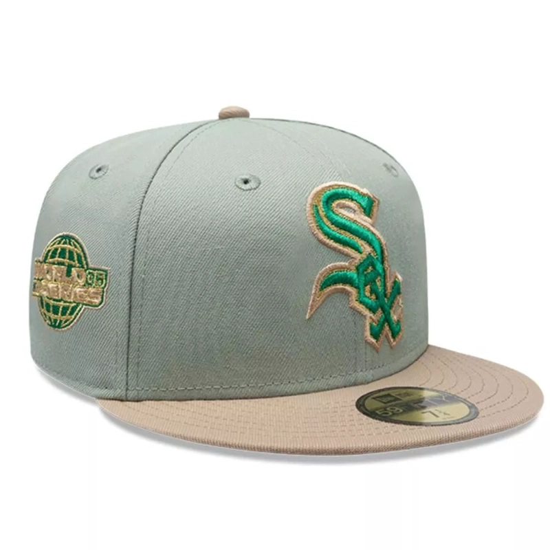 JOCKEY GORRO NEW ERA 59FIFTY CHICAGO WHITE SOX MLB GREEN CAMEL - 2