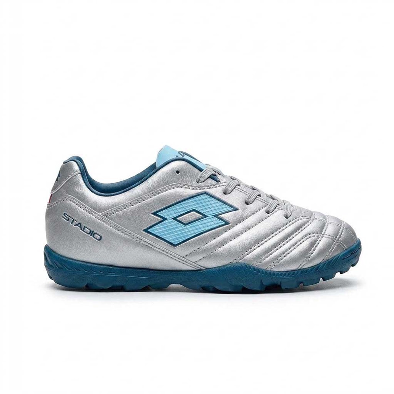 ZAPATILLA BABY FUTBOL NIÑO LOTTO STADIO 705 TF JR GRIS CELESTE - 1