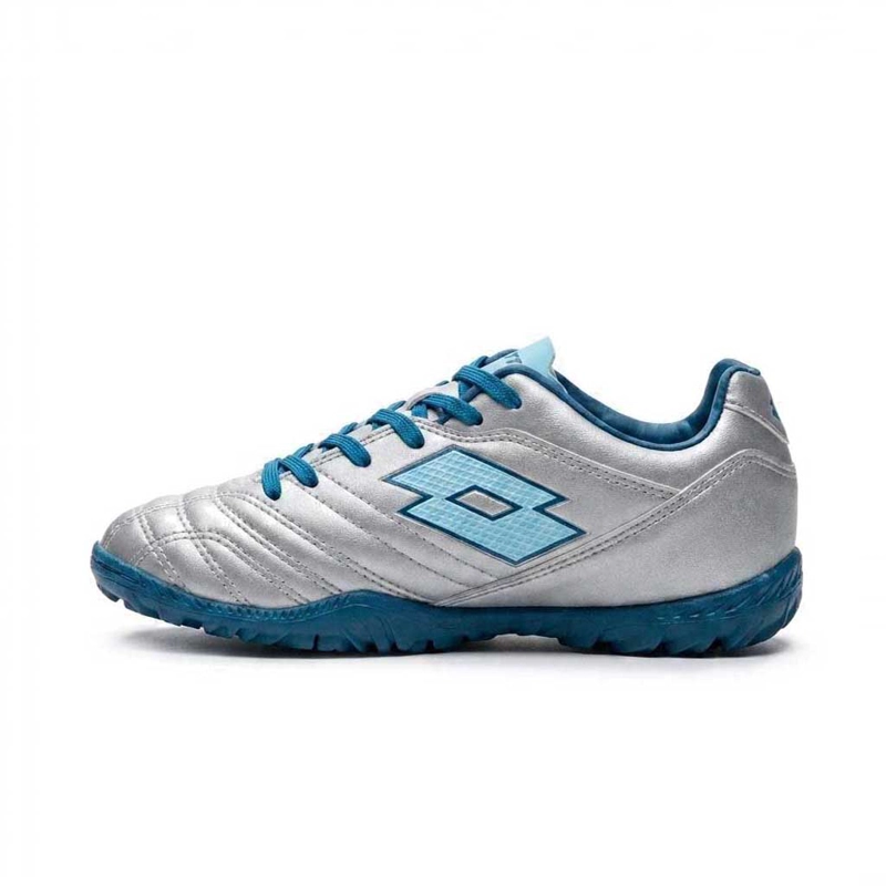 ZAPATILLA BABY FUTBOL NIÑO LOTTO STADIO 705 TF JR GRIS CELESTE - 2